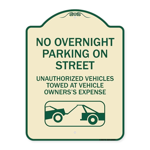 Signmission No Overnight Parking on Street Unauthorized Vehicles Towed at Vehicle Owners Expense, TG-1824-23835 A-DES-TG-1824-23835 - main